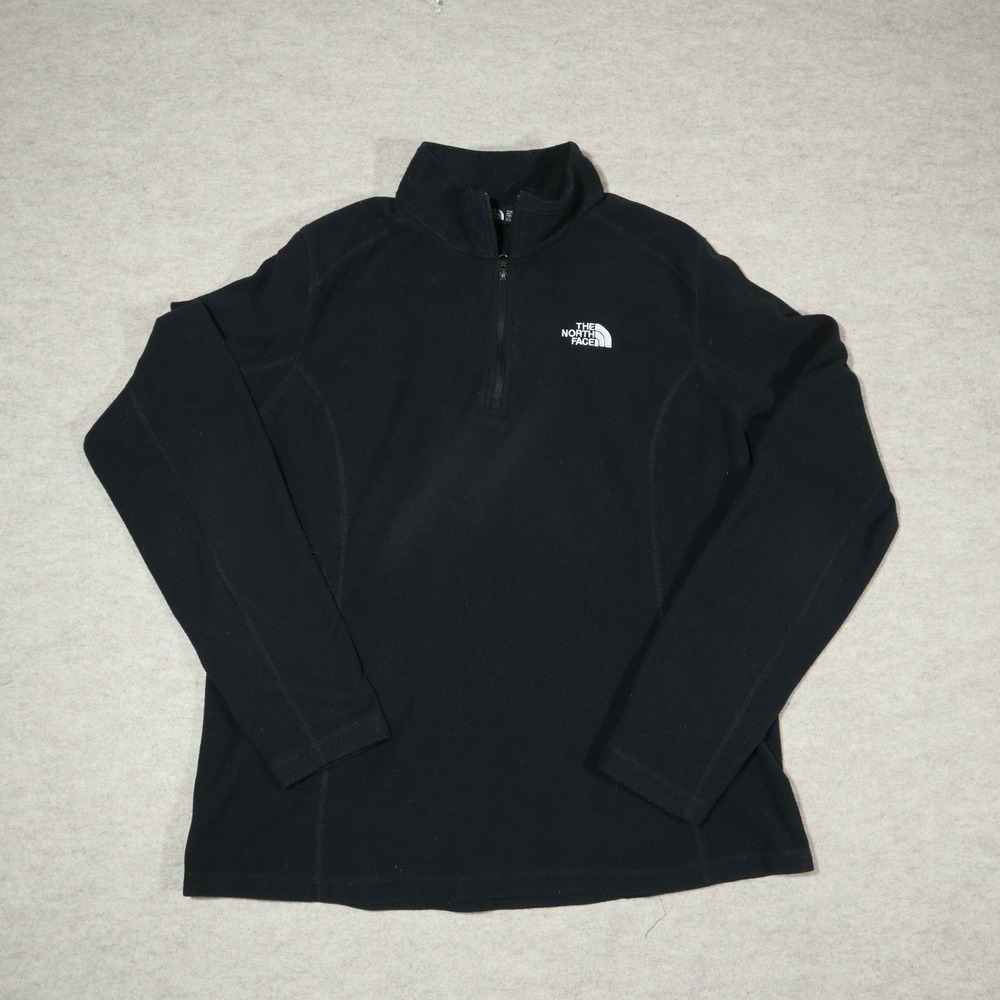 The North Face TKA 100 Fleece Pullover Women L Black Quarter Zip Fall Essentials